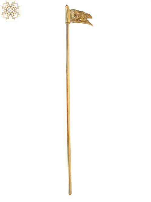 14" Brass Seval Kodi Flag Statue for Lord Murugan Pooja