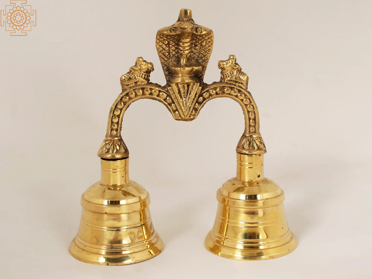 5" Shivalinga-Nandi Designer Bell in Brass MIV968