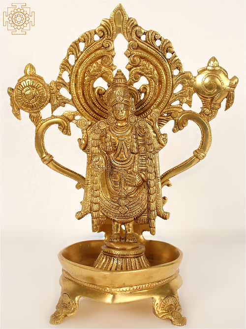11" Tirupati Balaji Brass Lamp for Pooja