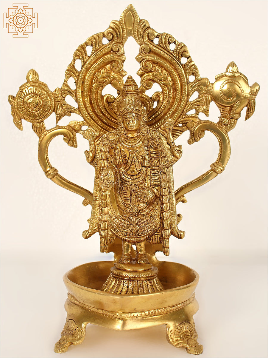 11" Tirupati Balaji Brass Lamp for Pooja