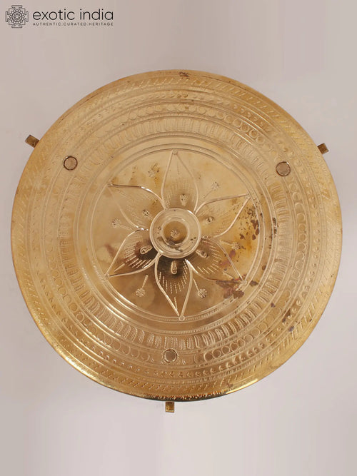 Brass Flower Nakashi Chowki - Handmade Home Decor
