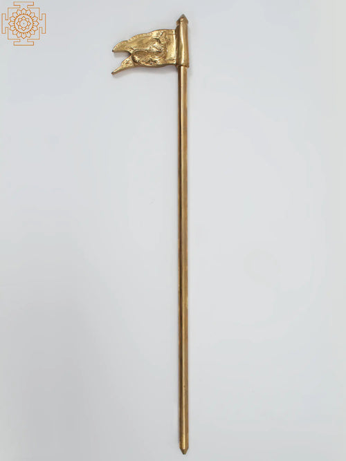 Brass Seval Kodi Kartikeya Rooster Flag Statue for Pooja