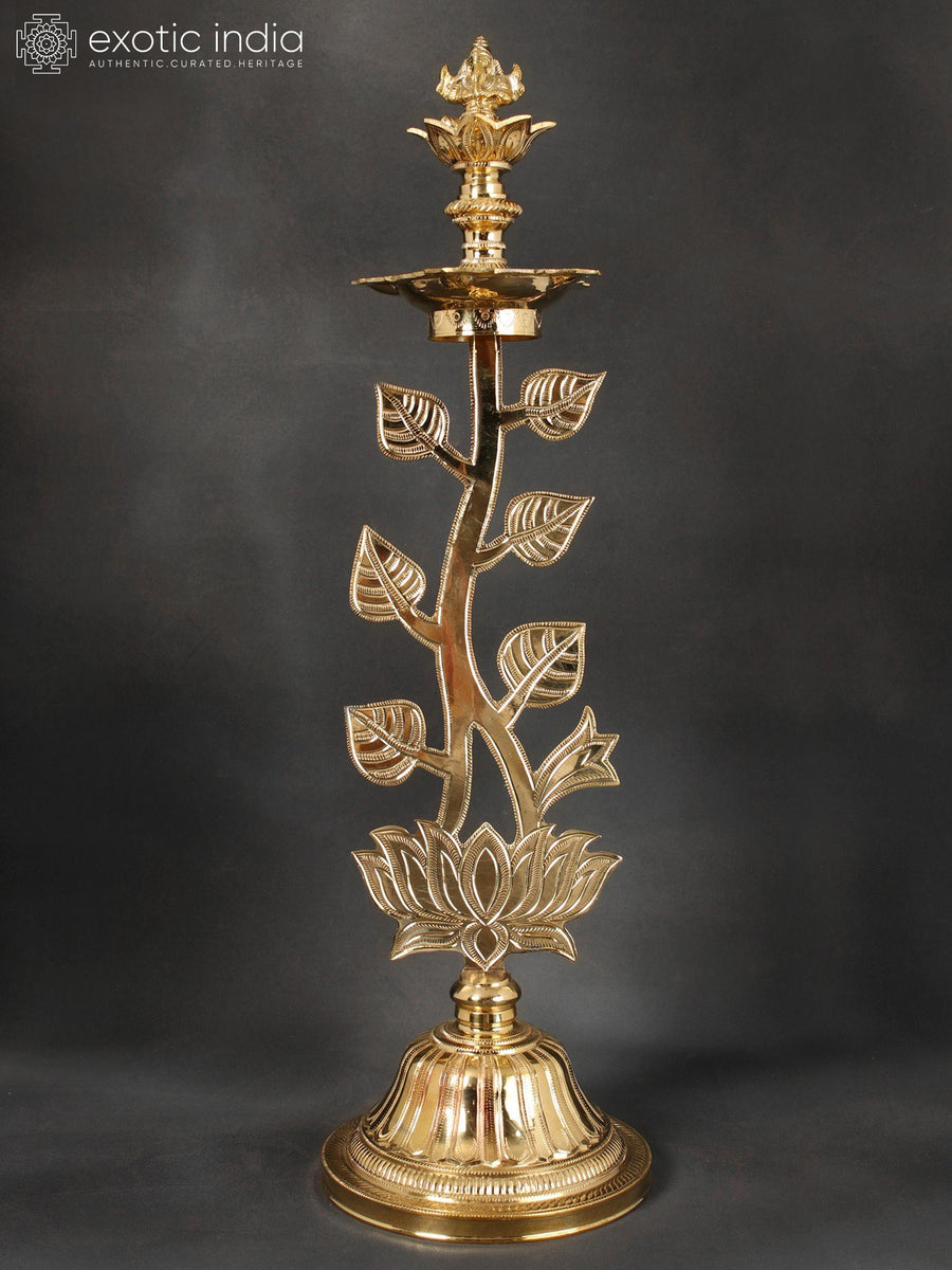 23" Handmade Brass Ganesha Tree Lamp for Home Decor