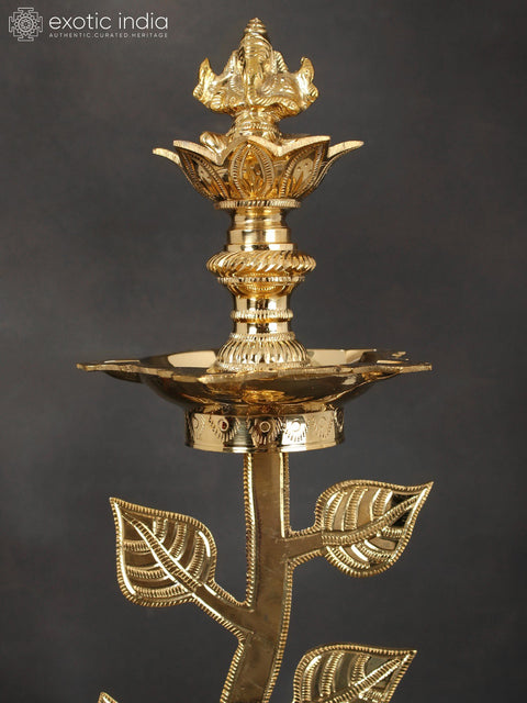 23" Tree Lamp (Lord Ganesha Lamp) In Brass | Handmade | Made In India