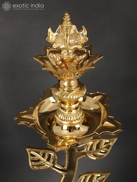 23" Tree Lamp (Lord Ganesha Lamp) In Brass | Handmade | Made In India