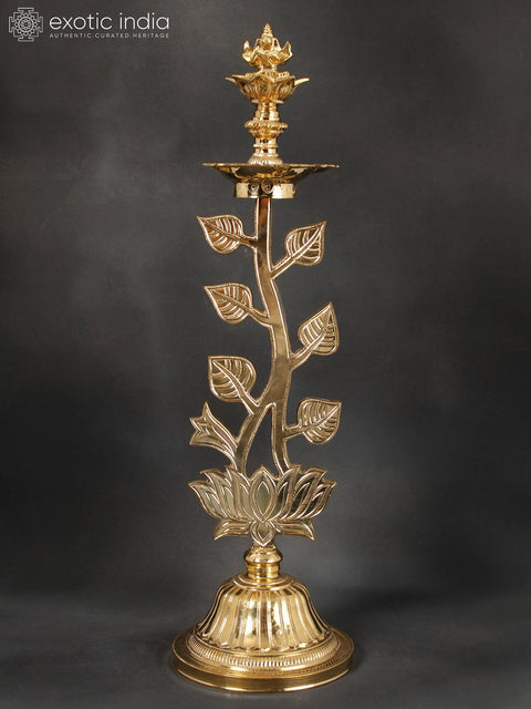 23" Tree Lamp (Lord Ganesha Lamp) In Brass | Handmade | Made In India