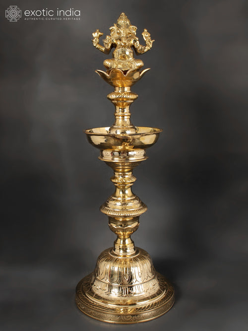 24" Handmade Lord Ganesha Brass Lamp
