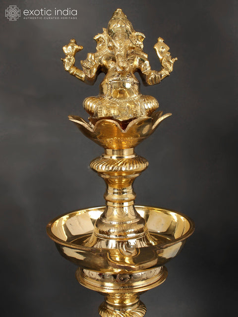 24" Lord Ganesha Lamp in Brass | Handmade | Made in India