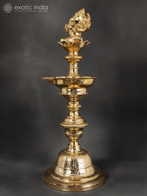 24" Lord Ganesha Lamp in Brass | Handmade | Made in India