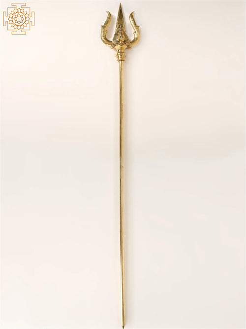 63" Large Handmade Brass Lord Shiva Trishul Statue