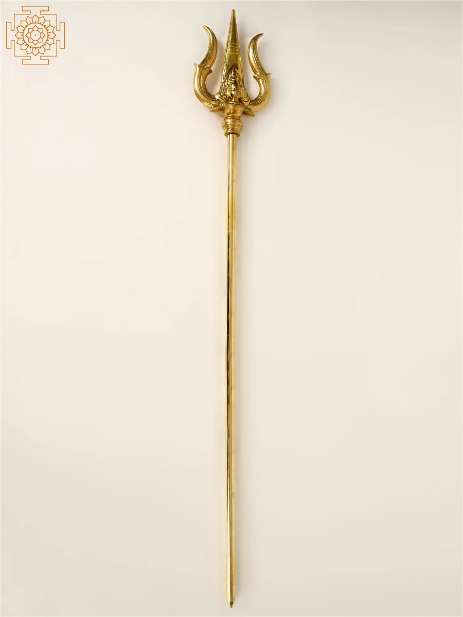 56" Large Brass Lord Shiva's Trishul Handmade Statue
