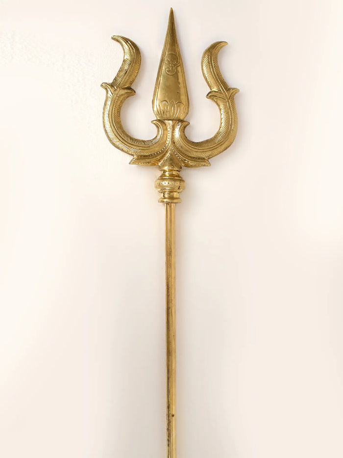 59" Large Size Lord Shiva's Trident In Brass | Handmade | Made In India
