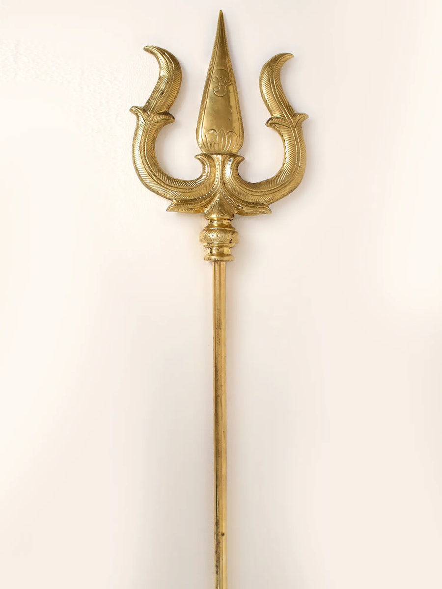 59" Large Brass Lord Shiva's Trident Handmade Statue