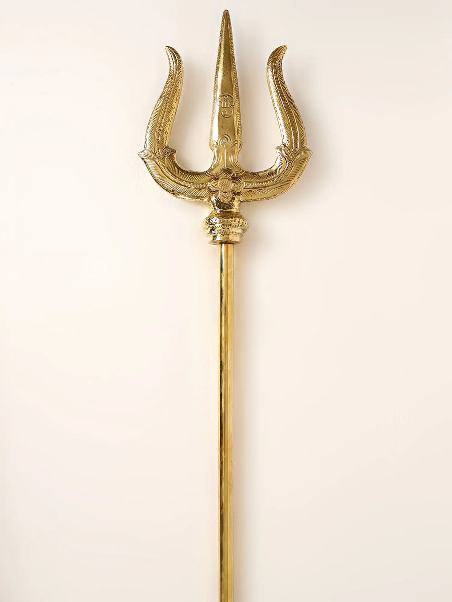 Large Size Brass Lord Shiva Trident Statue