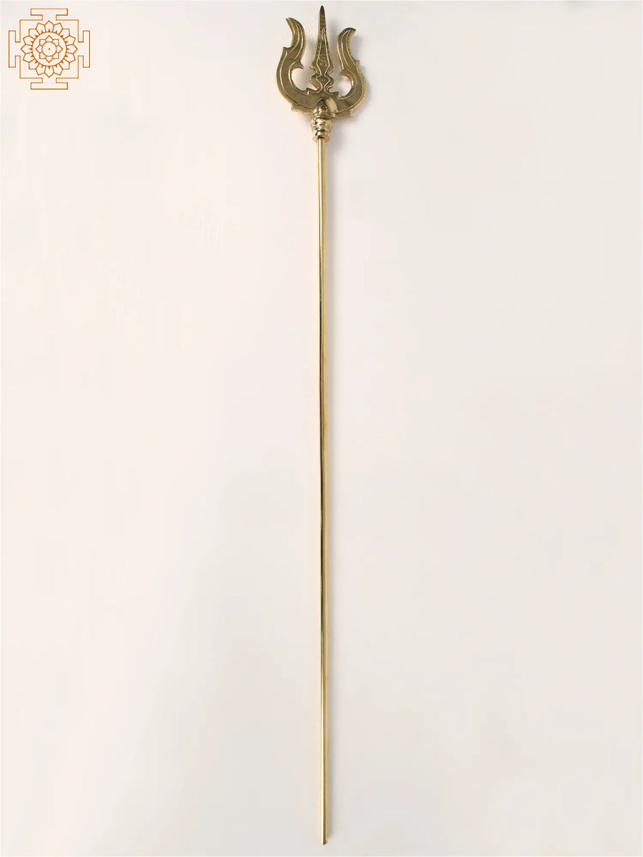 50" Large Brass Lord Shiva's Trident Handmade Statue