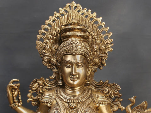 25" Sitting Devi Saraswati Brass Statue