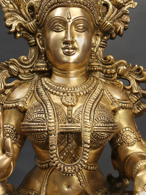 26" Set of Lakshmi, Ganesha and Saraswati Brass Statue