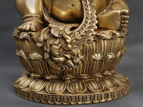 26" Set of Lakshmi, Ganesha and Saraswati Brass Statue