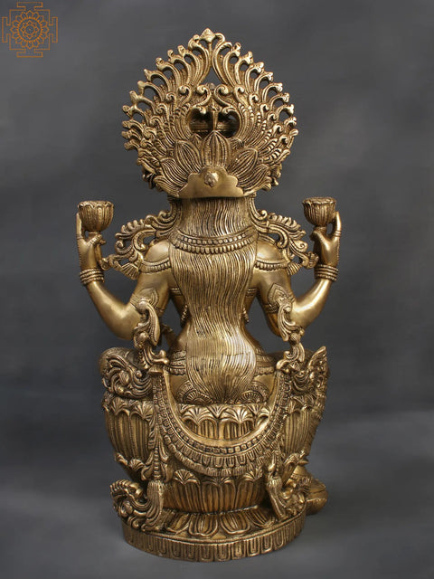 26" Set of Lakshmi, Ganesha and Saraswati Brass Statue