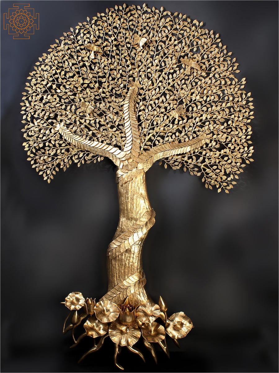 78" Handmade Brass Tree of Life Wall Hanging Home Decor