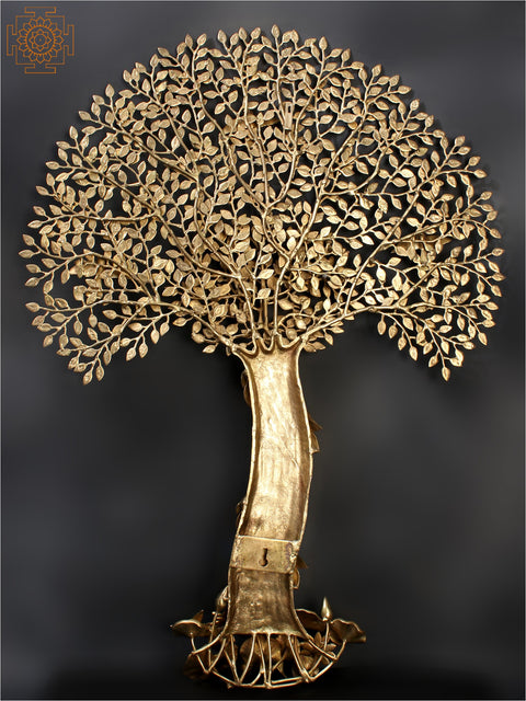 47" Large Wall Hanging Designer Tree of Life in Brass | Made In India