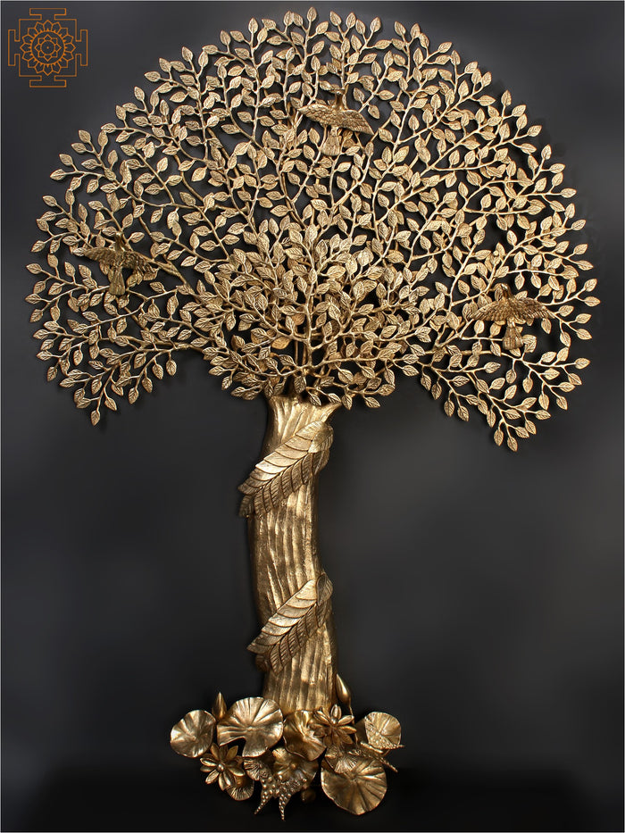 47" Large Wall Hanging Designer Tree of Life in Brass | Made In India