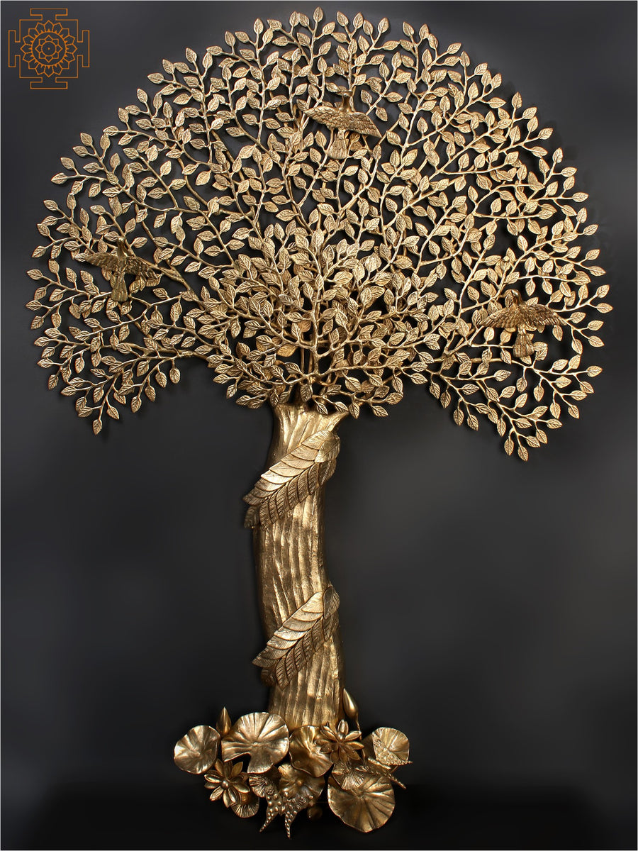47" Large Brass Tree of Life Wall Hanging Sculpture