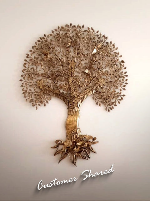 44" Large Brass Tree of Life with Roots | Wall Hanging