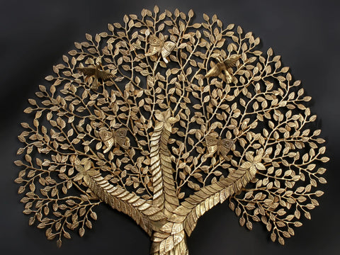 44" Large Brass Tree of Life with Roots | Wall Hanging