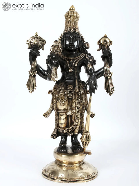 21" Lord Vishnu With Gada Standing On Pedestal