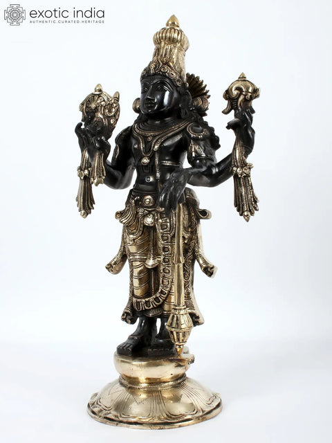 21" Lord Vishnu With Gada Standing On Pedestal
