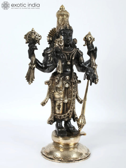 21" Lord Vishnu With Gada Standing On Pedestal