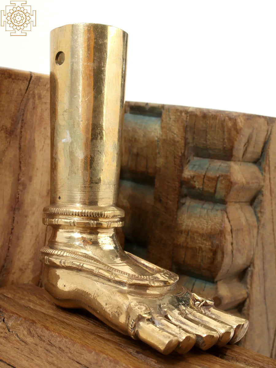 4" Hindu Goddess Feet Brass Statue