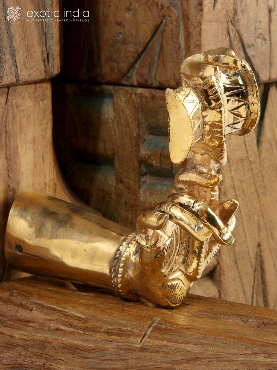 5" Hindu Goddess Holding Damaru Brass Statue