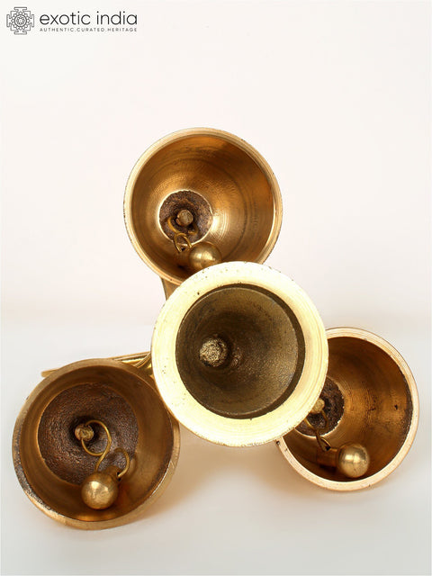 6" Triple Ritual Bell with Holder in Brass