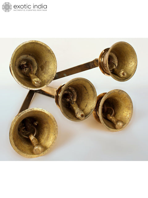 13" Brass Five Ritual Hanging Bells in One