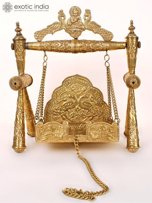 12" Brass Peacock Swing Deity Statue for Pooja