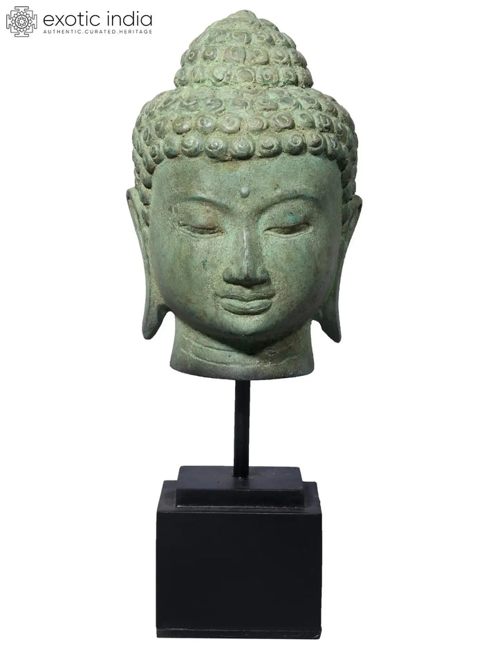 Buddha Head In Meditation From Nepal | Brass Statue