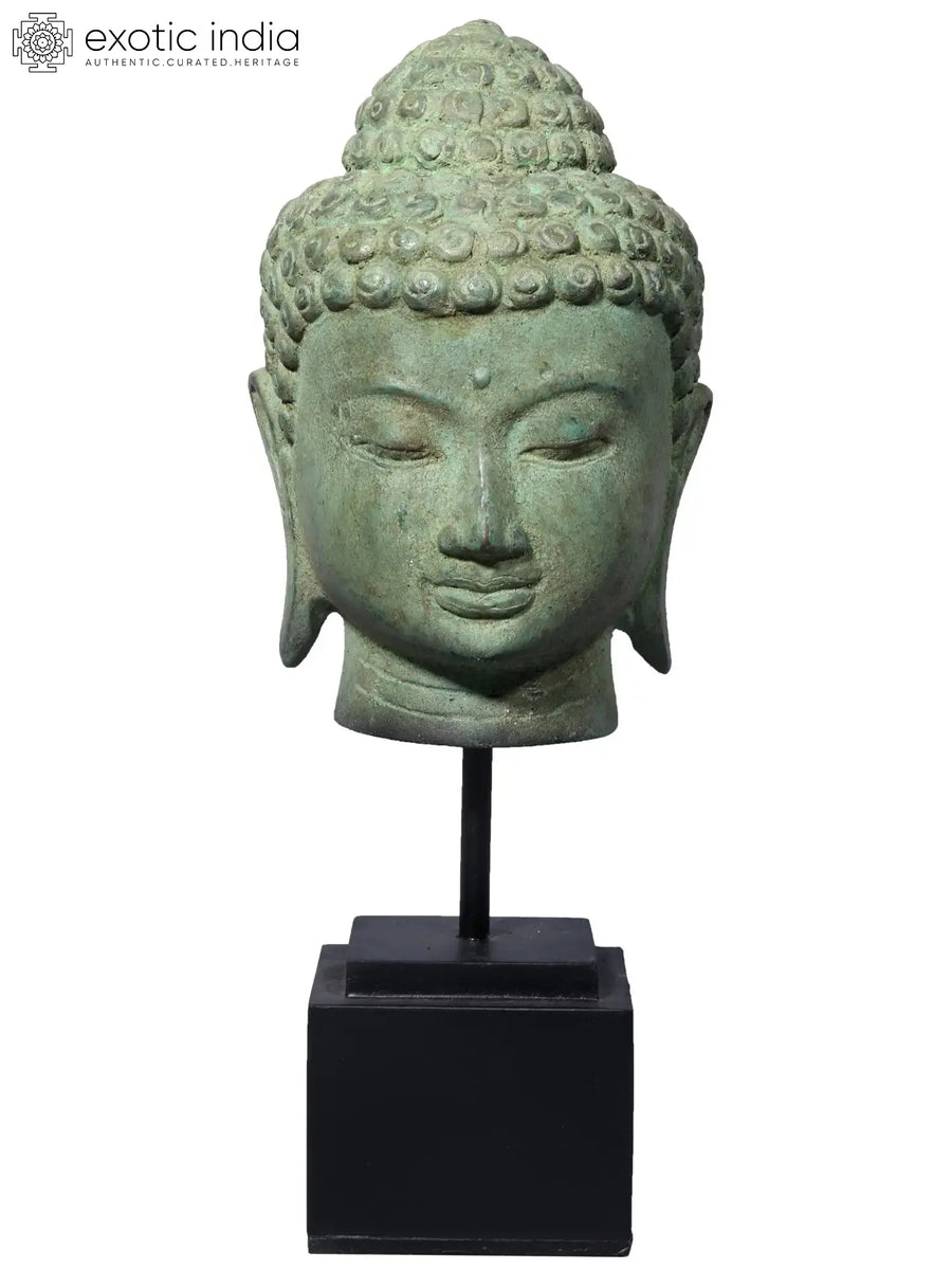 Buddha Head In Meditation Brass Statue From Nepal