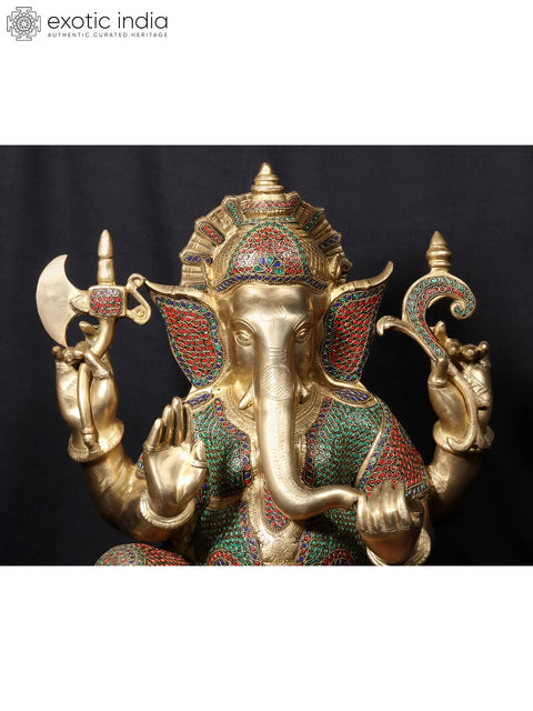23'' Four Hand Ganesha | Fine Stone Work