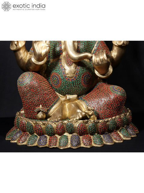 23'' Four Hand Ganesha | Fine Stone Work