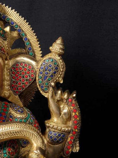 18'' Hindu God Ganesha On Oval Base | Fine Stone Work