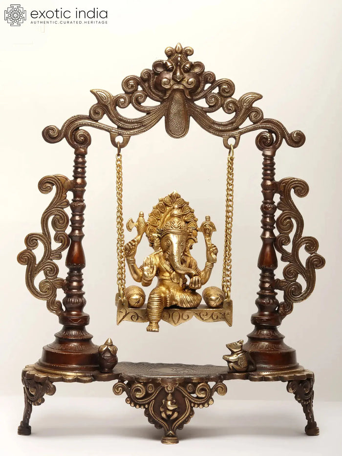 19" Handmade Brass Ganesha Swinging Statue for Pooja