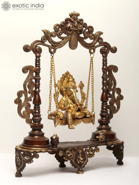19'' Swinging Brass Ganesha Statue In Beautiful Design