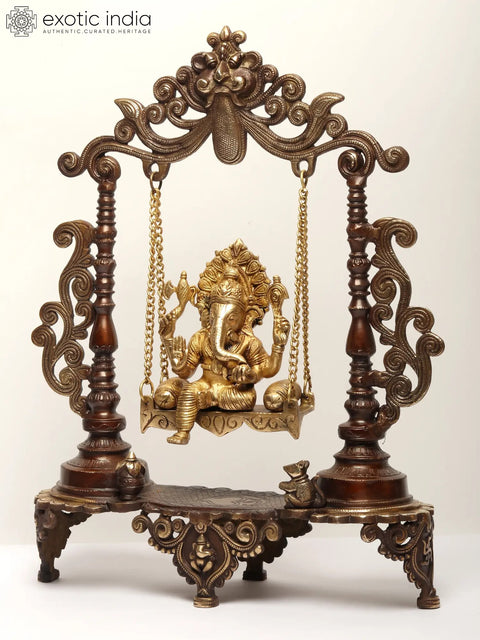 19'' Swinging Brass Ganesha Statue In Beautiful Design