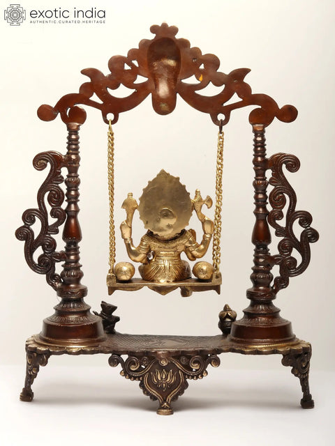 19'' Swinging Brass Ganesha Statue In Beautiful Design