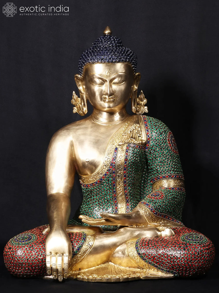 20" Buddha Bhumisparsha Mudra Stone Statue Handmade