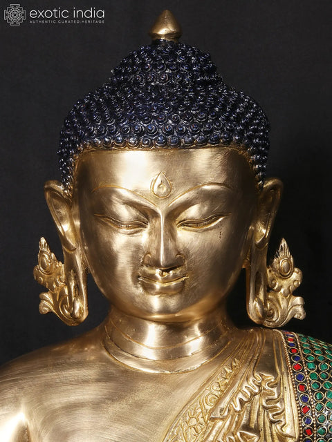20'' Buddhist Deity Buddha In Bhumisparsha Mudra | Fine Stone Work