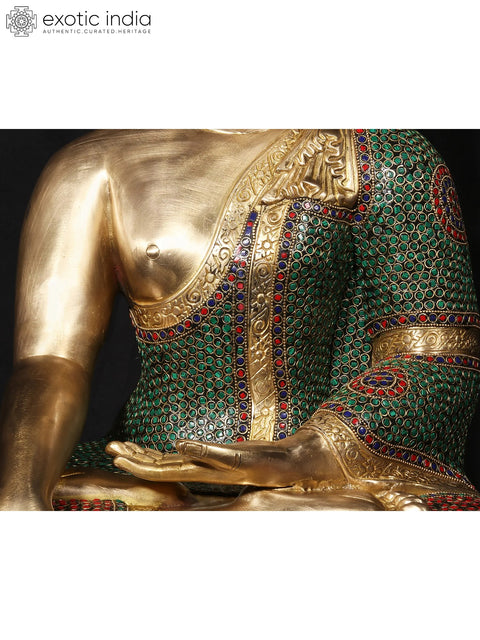 20'' Buddhist Deity Buddha In Bhumisparsha Mudra | Fine Stone Work