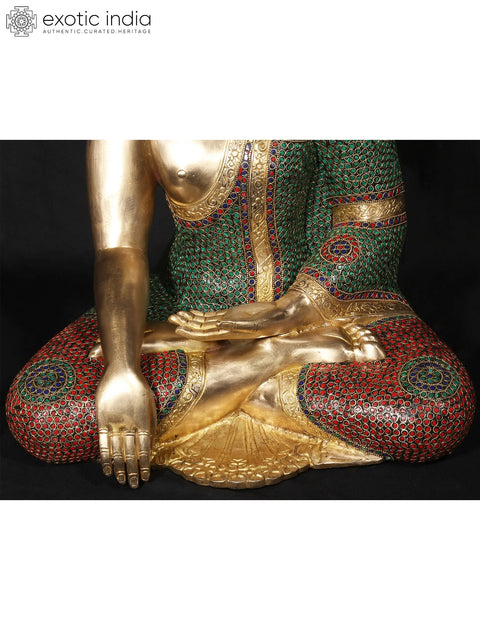 20'' Buddhist Deity Buddha In Bhumisparsha Mudra | Fine Stone Work